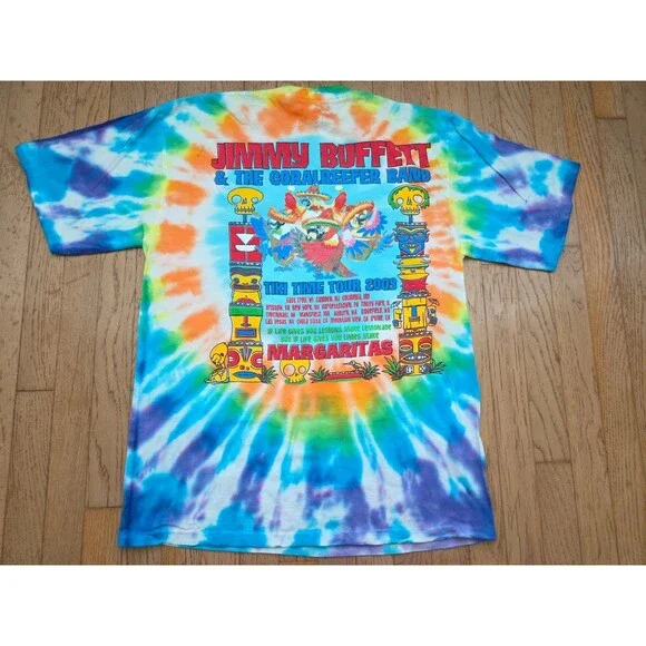 Vintage Jimmy Buffett Shirt Mens L Tie Dye Coralreefer Band Tiki Time Tour 2003 - Picture 4 of 6